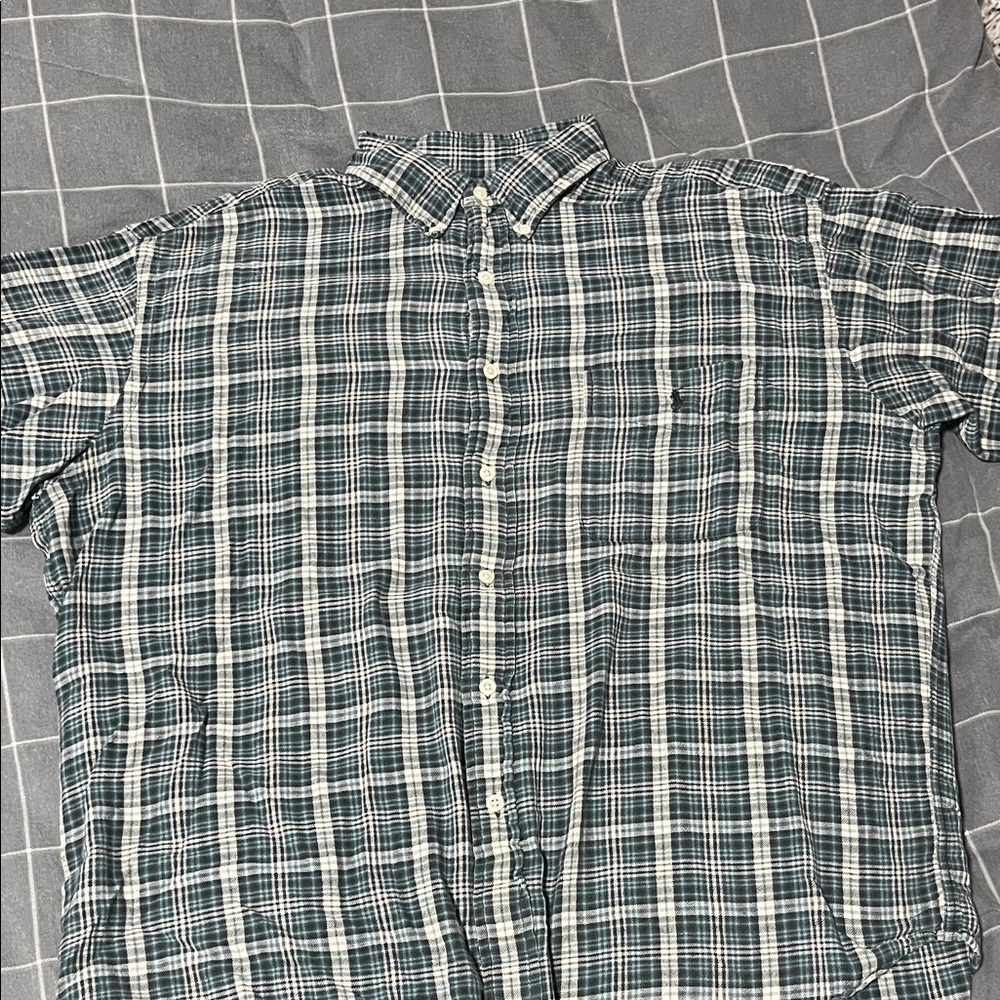 Polo Ralph Lauren Green and White Plaid Shirt